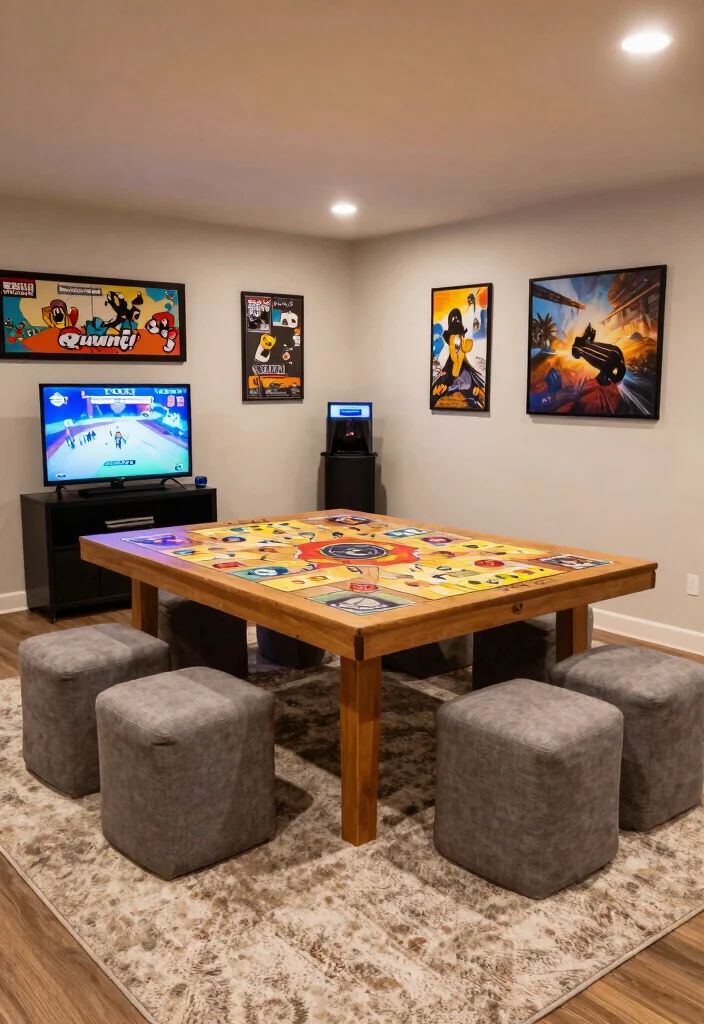 12 Small Finished Basement Ideas That Feel Complete 9. Game Room with a Twist 0