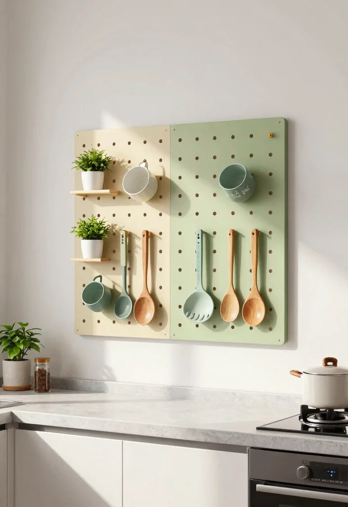 12 Small Kitchen Wall Decor Ideas That Do Not Clutter 5. Pegboard Storage Solutions 0