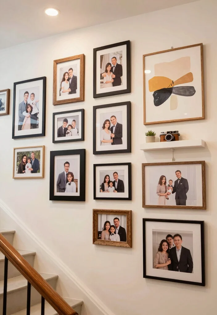 12 Staircase Wall Decor Ideas to Use Vertical Space Beautifully 1 12 Staircase Wall Decor Ideas That Use Vertical Space 1. Create a Gallery Wall 0