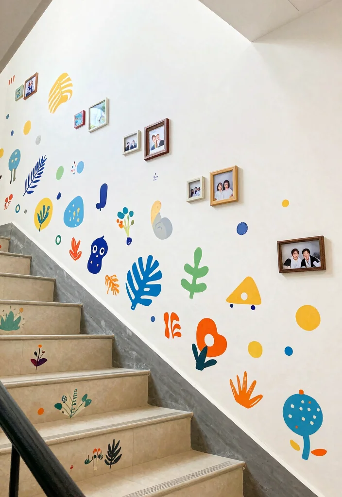 12 Staircase Wall Decor Ideas to Use Vertical Space Beautifully 30 12 Staircase Wall Decor Ideas That Use Vertical Space 10. Wall Stickers and Decals 0