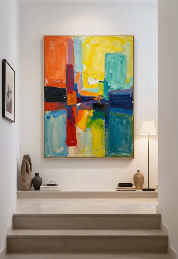 12 Staircase Wall Decor Ideas to Use Vertical Space Beautifully 3 12 Staircase Wall Decor Ideas That Use Vertical Space 3. Introduce a Statement Piece 0