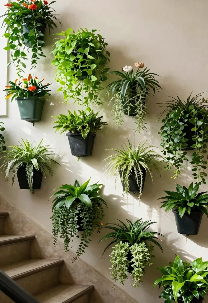 12 Staircase Wall Decor Ideas to Use Vertical Space Beautifully 4 12 Staircase Wall Decor Ideas That Use Vertical Space 4. Garden Stairs Vertical Planters 0