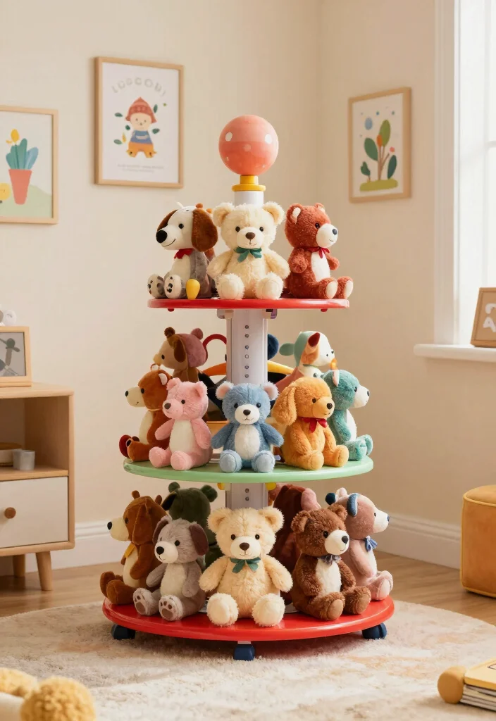 12 Stuffed Animal Storage Organization Ideas for Kids 7. Rotating Toy Display 0