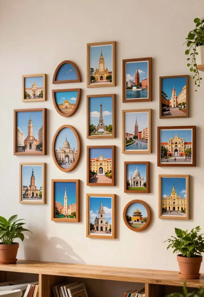 12 Travel Wall Decor Ideas to Display Memories 2. Framed Postcards 0