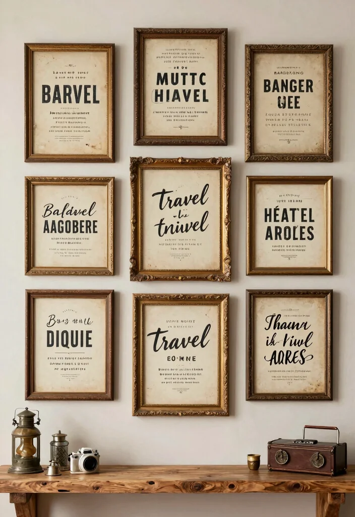 12 Travel Wall Decor Ideas to Display Memories 7. Travel Quotes in Vintage Typography 0