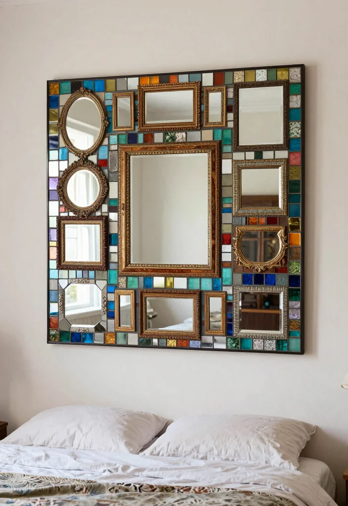 12 Bedroom Mirror Wall Decor Ideas to Make the Room Feel Brighter 40 12 Vintage Inspired Mirror Wall Decor Ideas to Brighten Your Bedroom 10. Vintage Mirror Mosaic 0
