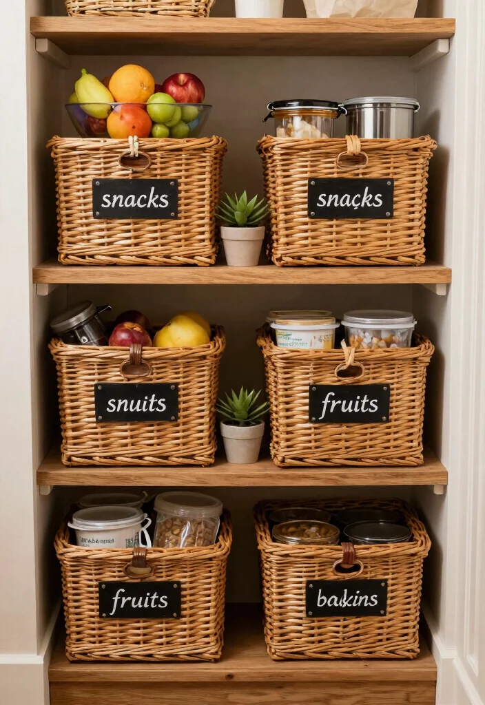 12 Walk In Pantry Organization Ideas for Everyday Use 3. Use Baskets for Grouping Similar Items 0