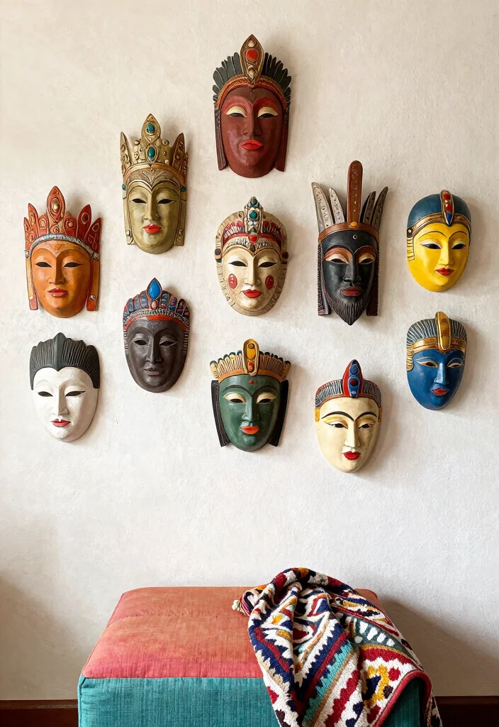 12 Wall Hanging Decor Ideas for Vertical Styling 11. Quirky Wall Masks 0