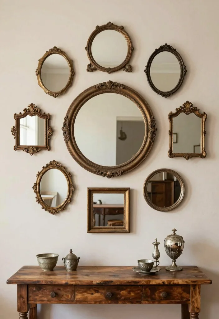 12 Wall Hanging Decor Ideas for Vertical Styling 5. Vintage Mirrors 0