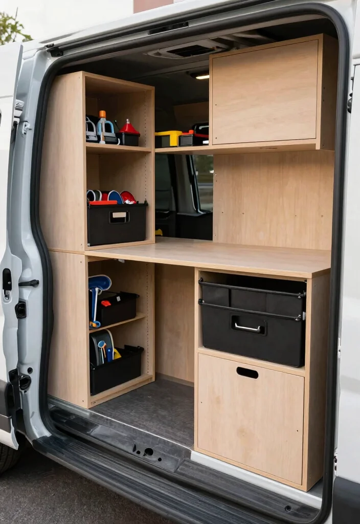 12 Work Van Organization Ideas for On the Job Efficiency 62 12 Work Van Organization Ideas for Efficiency on the Job 12. Custom Built In Cabinets 0