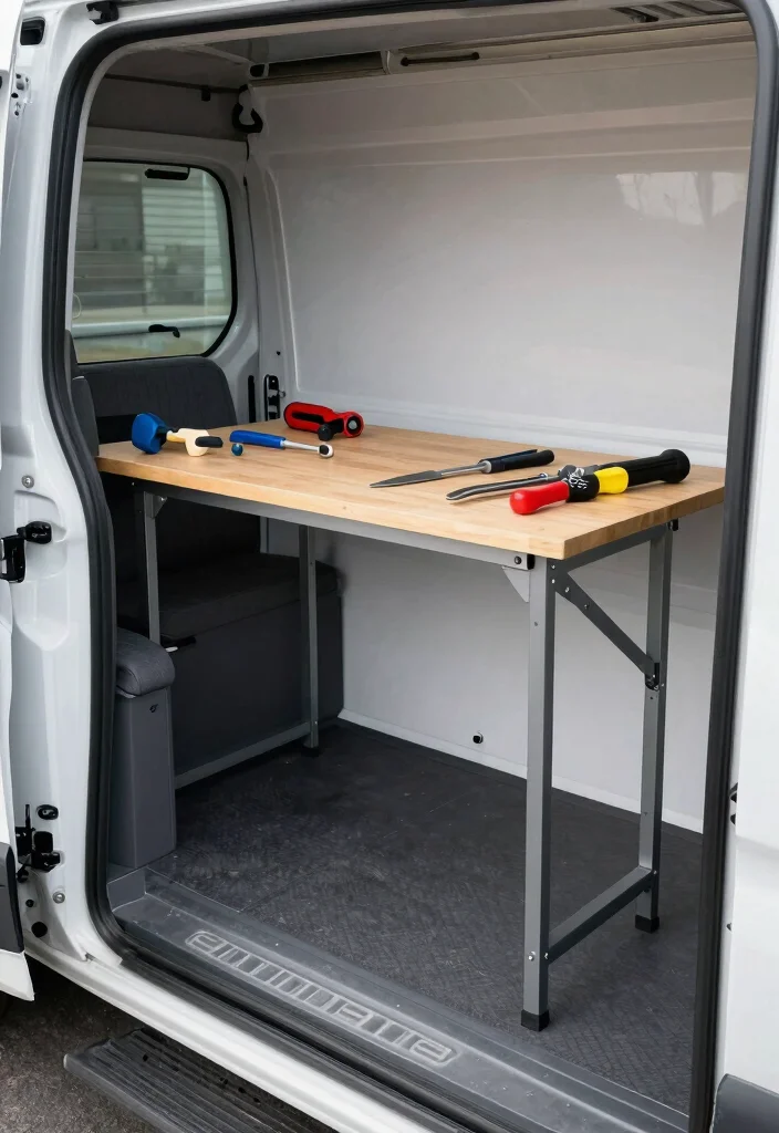 12 Work Van Organization Ideas for On the Job Efficiency 35 12 Work Van Organization Ideas for Efficiency on the Job 5. Folding Workbench 0