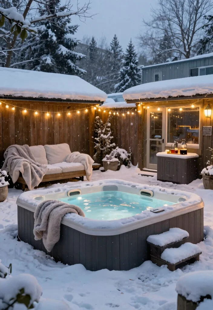 14 Backyard Jacuzzi Patio Ideas for a Luxury Home Retreat 31 14 Backyard Jacuzzi Patio Ideas for Luxury at Home 11. Winter Wonderland Jacuzzi Retreat 0