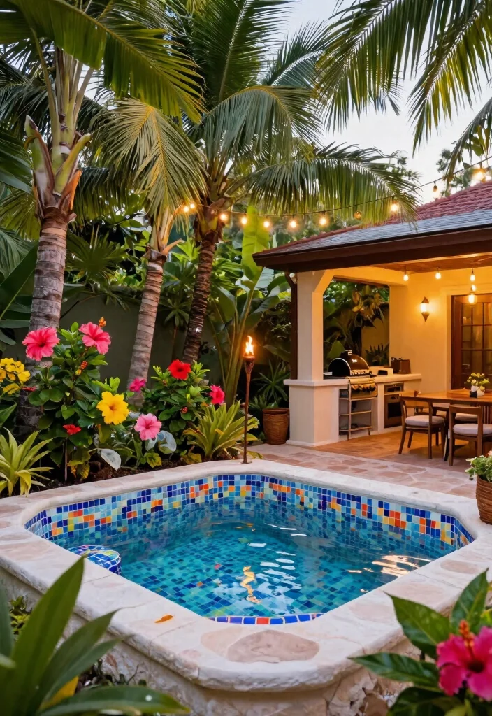 14 Backyard Jacuzzi Patio Ideas for a Luxury Home Retreat 5 14 Backyard Jacuzzi Patio Ideas for Luxury at Home 5. Tropical Paradise Jacuzzi 0