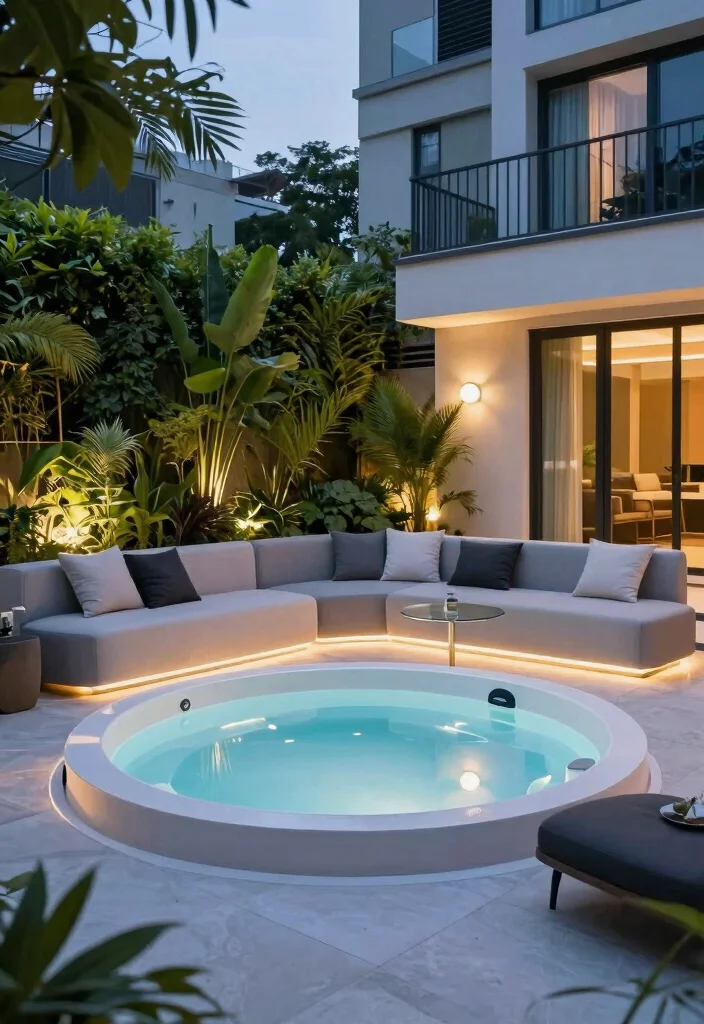 14 Backyard Jacuzzi Patio Ideas for a Luxury Home Retreat 19 14 Backyard Jacuzzi Patio Ideas for Luxury at Home 9. Contemporary Urban Jacuzzi Design 0