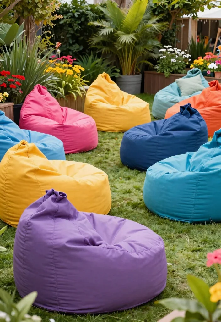 14 Backyard Seating Ideas for Comfortable Outdoor Entertaining 12. Outdoor Bean Bag Chairs 0