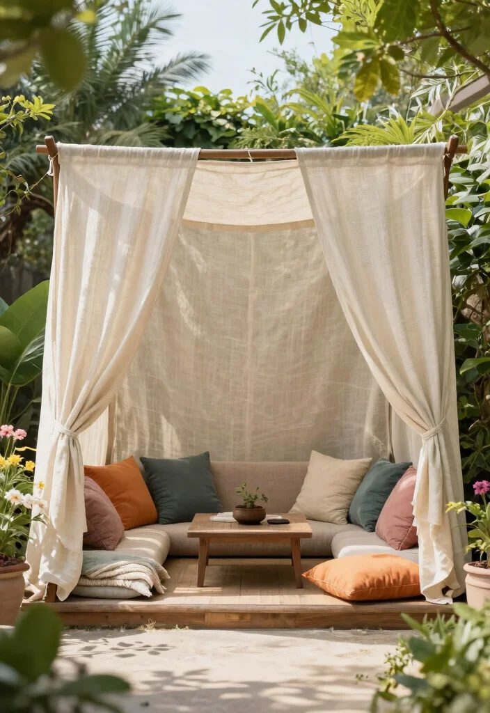 14 Backyard Seating Ideas for Comfortable Outdoor Entertaining 14. Canopy Seating Area 0