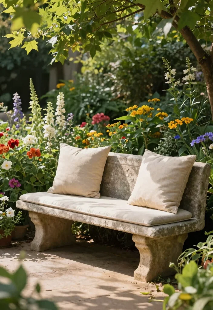 14 Backyard Seating Ideas for Comfortable Outdoor Entertaining 6. Stone Bench Serenity 0