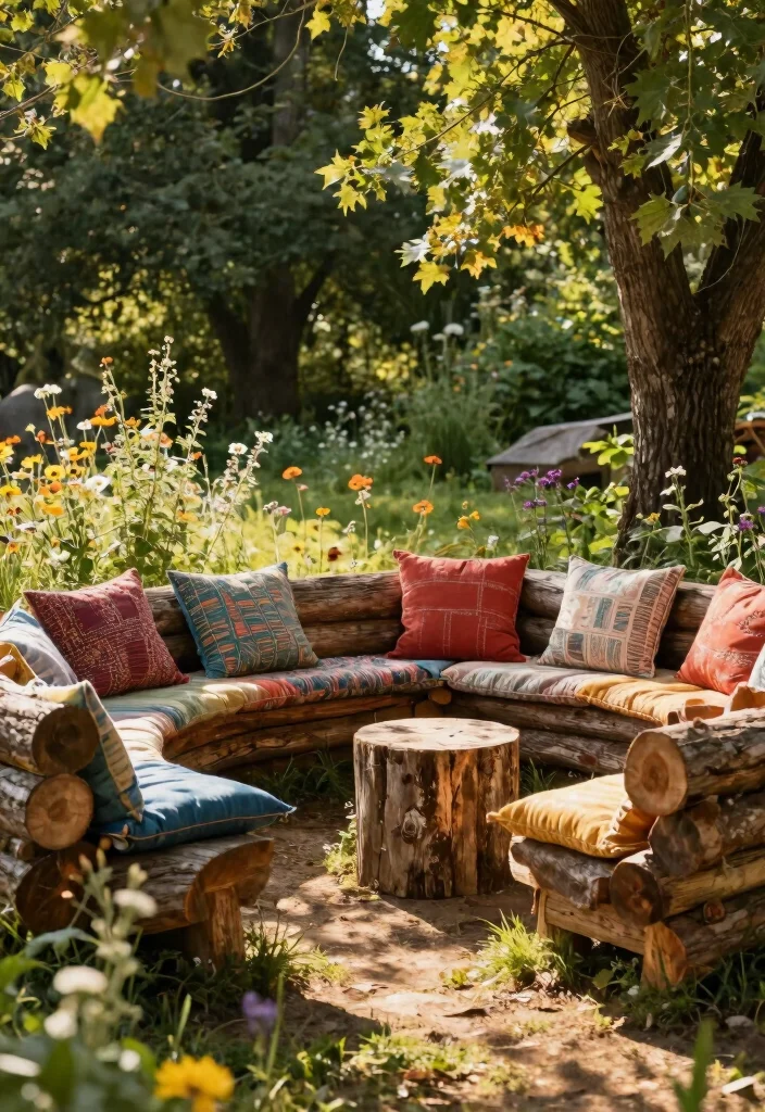 14 Backyard Seating Ideas for Comfortable Outdoor Entertaining 9. Natural Log Seating 0
