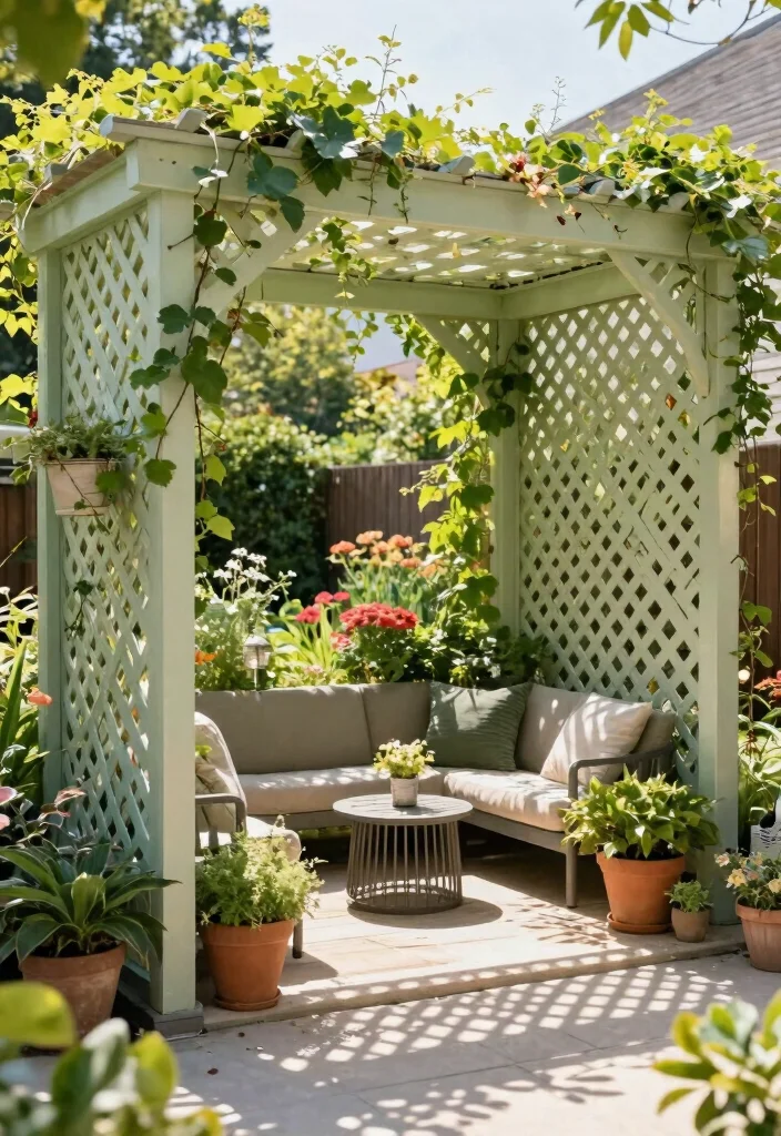 14 Backyard Shade Ideas to Stay Cool and Comfortable 6. Lattice Panels 0