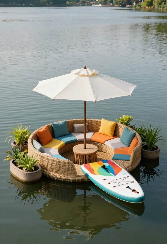 14 Backyard Sitting Area Ideas for Relaxed Everyday Use 14. Floating Lounge on a Lake 0
