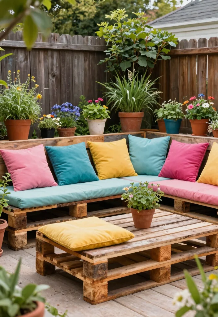 14 Backyard Sitting Area Ideas for Relaxed Everyday Use 4. Upcycled Pallet Lounge 0