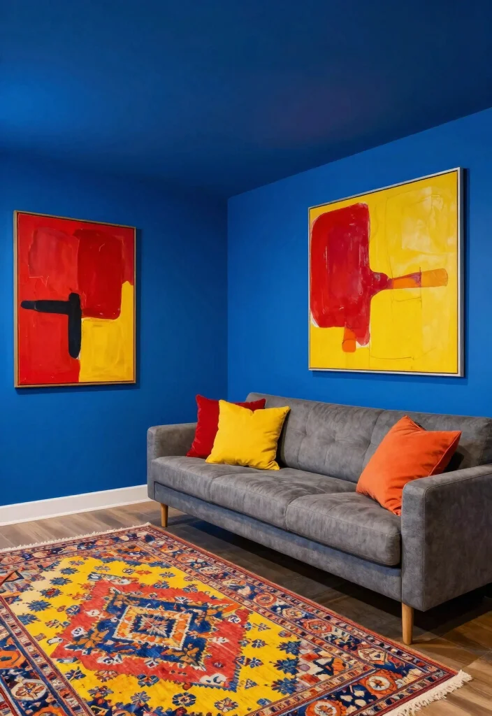 14 Basement Media Room Ideas for Movies and Gaming 2. Bold Color Palette 0