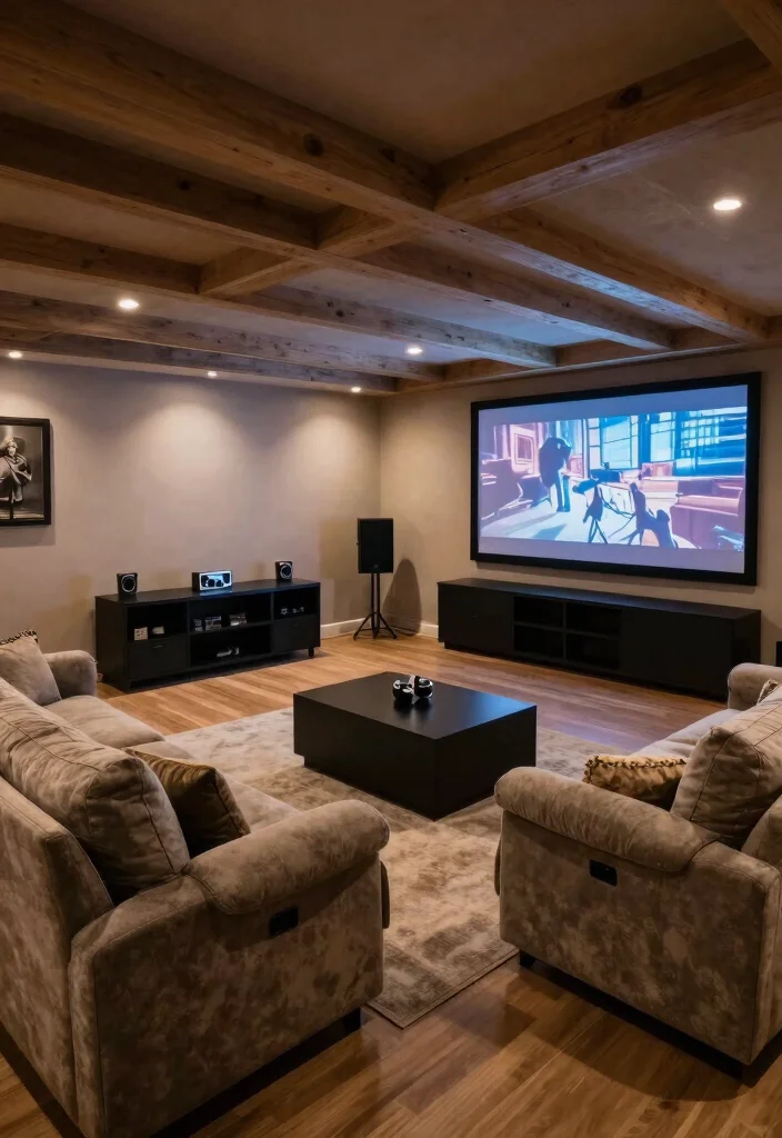 14 Basement Media Room Ideas for Movies and Gaming 6. Optimal Furniture Arrangement 0