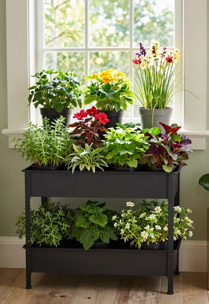 14 Basement Window Well Ideas That Bring in Light and Style 9. Multi Level Plant Stands 0