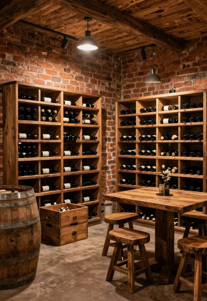 14 Basement Wine Cellar Ideas for Storage and Style 1. Rustic Wine Cellar with Wooden Racks 0