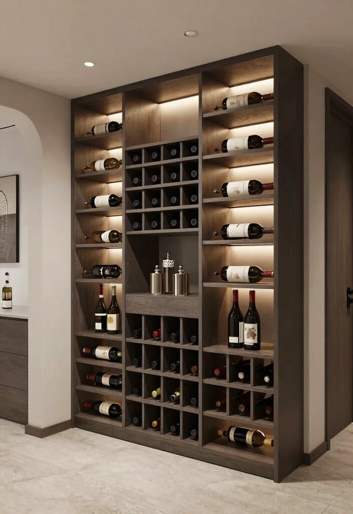 14 Basement Wine Cellar Ideas for Storage and Style 6. Stylish Built in Wine Rack 0