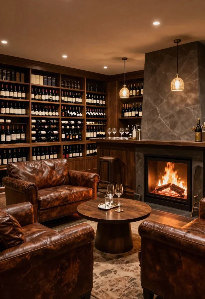 14 Basement Wine Cellar Ideas for Storage and Style 9. Luxury Tasting Room Integration 0
