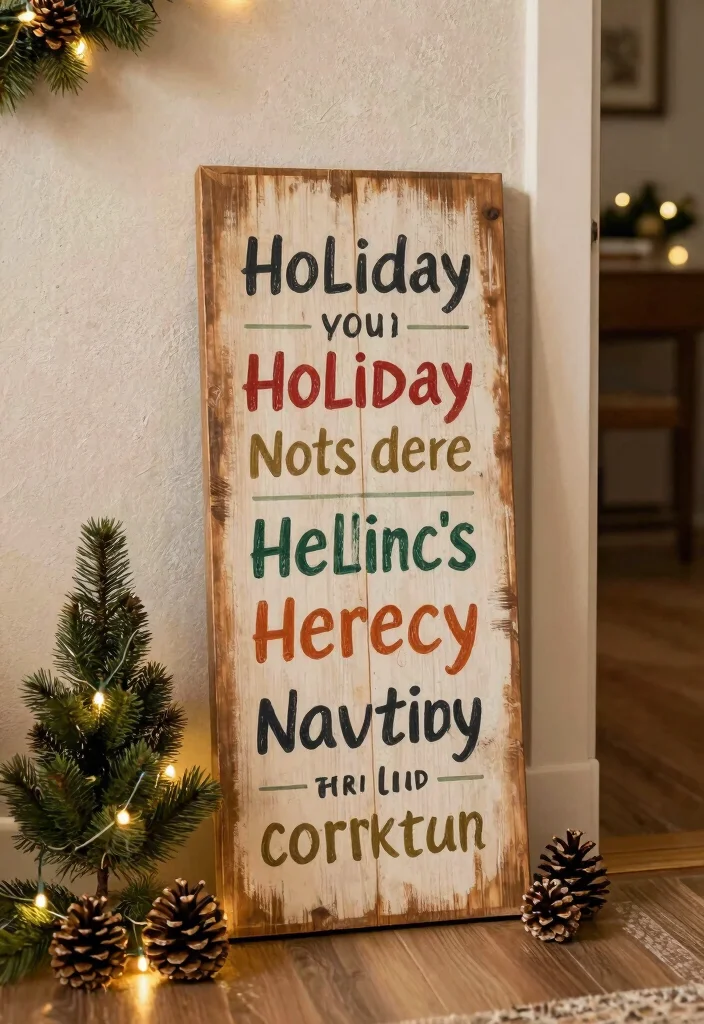 14 Christmas Wall Decor Ideas for Festive Homes 7. Rustic Holiday Signs 0