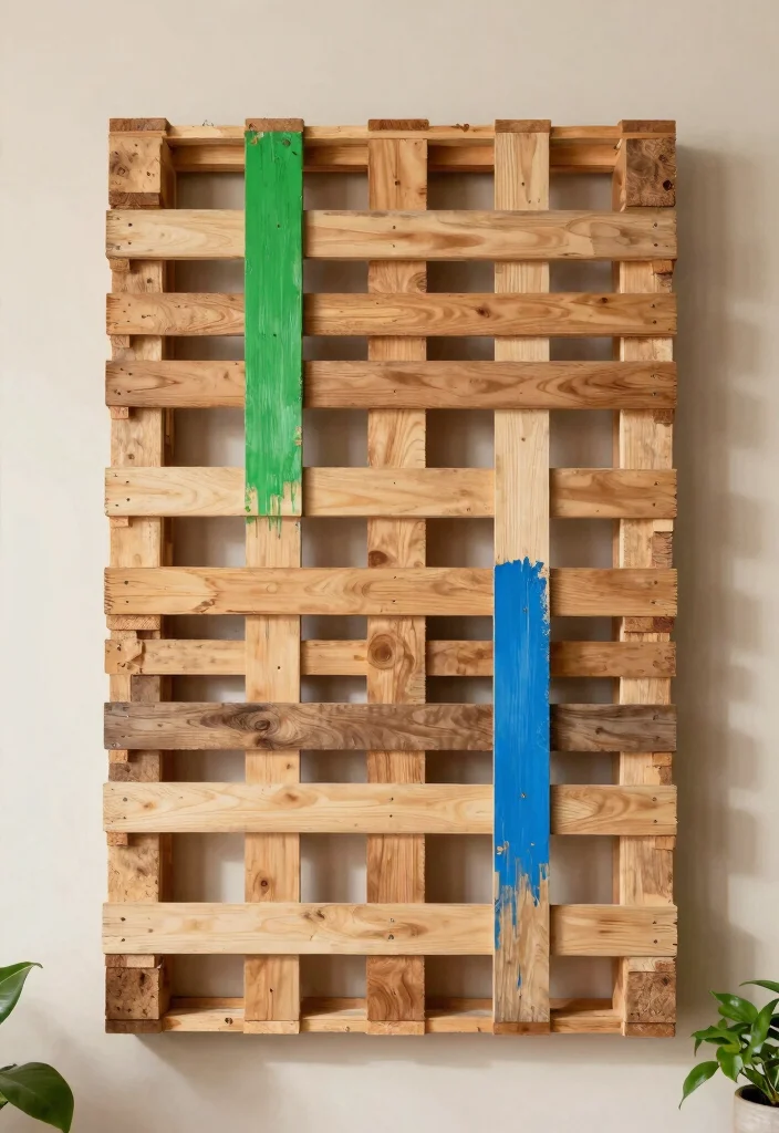 14 DIY Living Room Wall Decor Ideas on a Budget 1. Upcycled Wooden Pallet Art 0