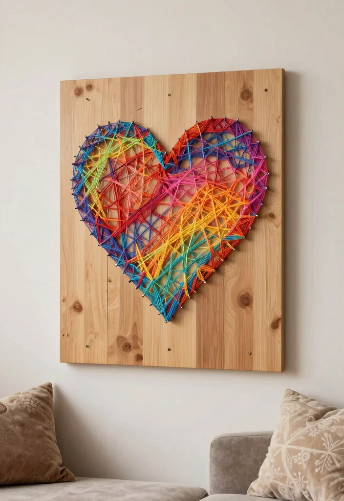 14 DIY Living Room Wall Decor Ideas on a Budget 10. DIY String Art 0