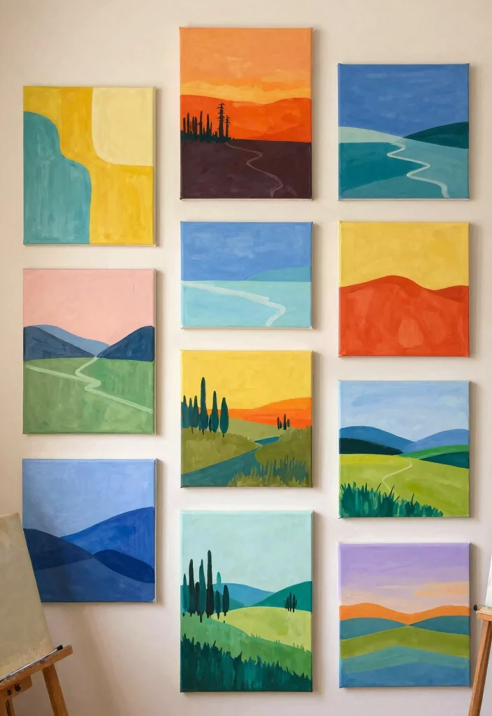 14 DIY Living Room Wall Decor Ideas on a Budget 4. Hand Painted Canvas Art 0