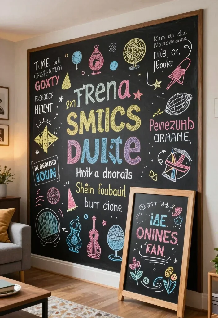 14 DIY Living Room Wall Decor Ideas on a Budget 7. Chalkboard Wall Art 0