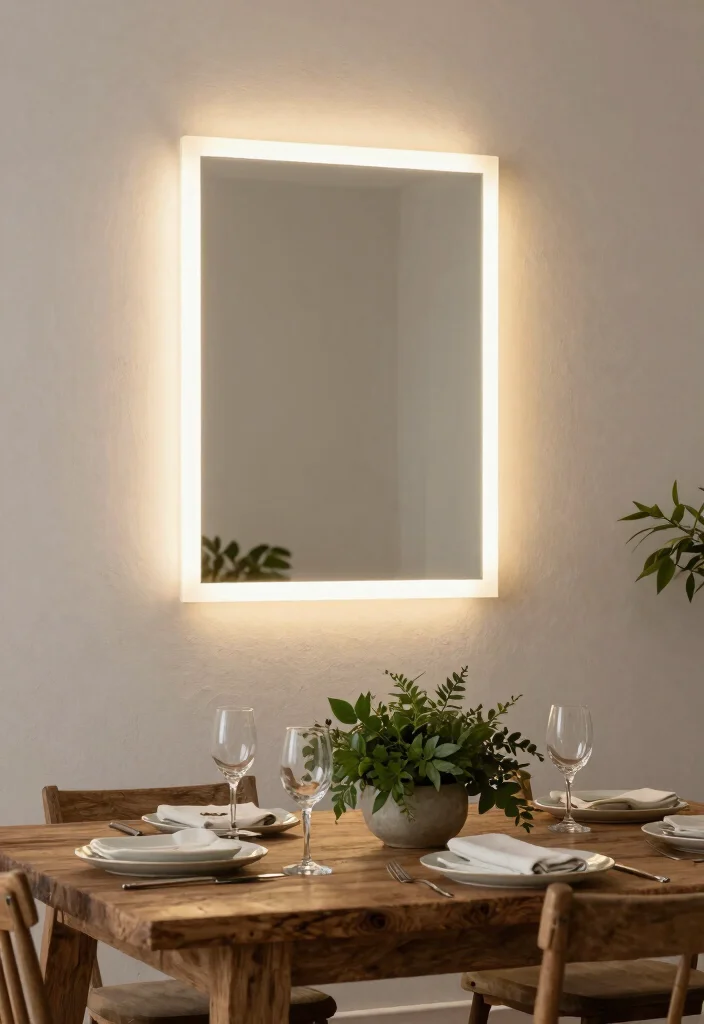14 Dining Room Mirror Wall Decor Ideas for Depth 12. Illuminated Mirrors 0