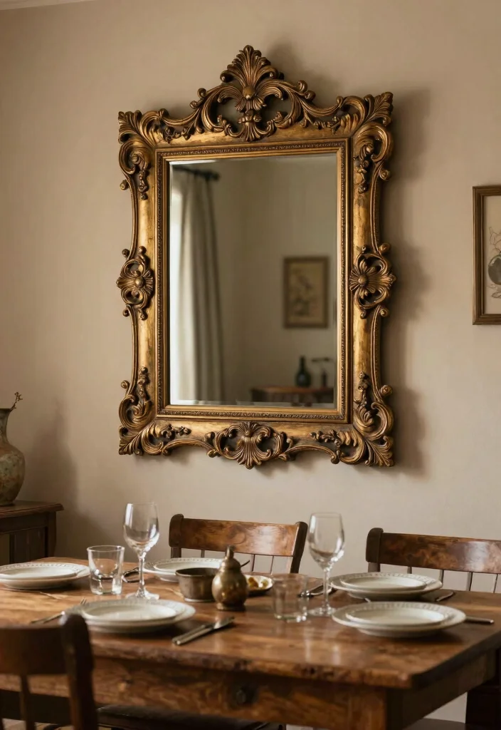 14 Dining Room Mirror Wall Decor Ideas for Depth 8. Mirrors with Decorative Frames 0