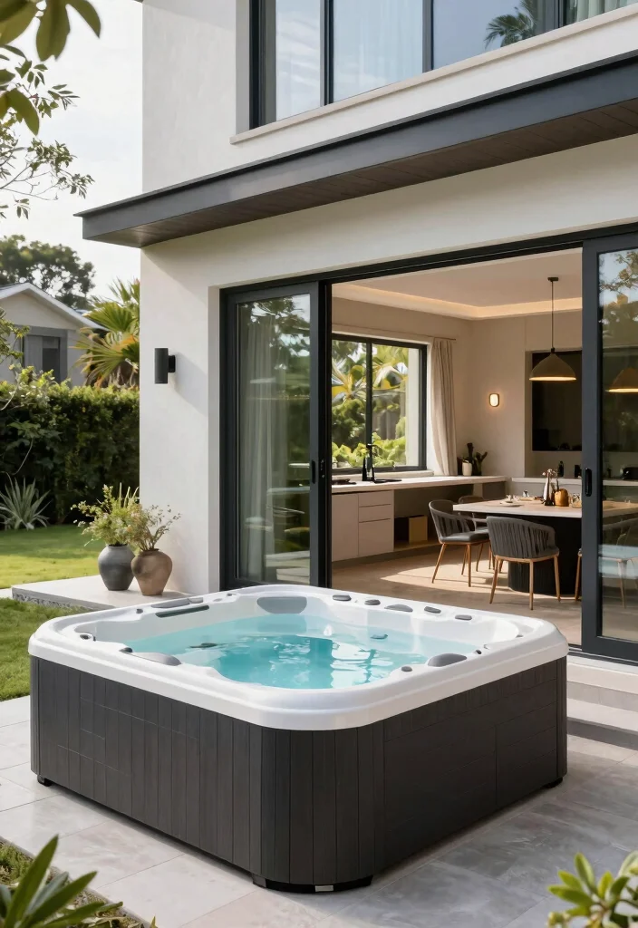 14 Enclosed Backyard Hot Tub Ideas for Privacy and Year Round Use 10. Contemporary Outdoor Room 0