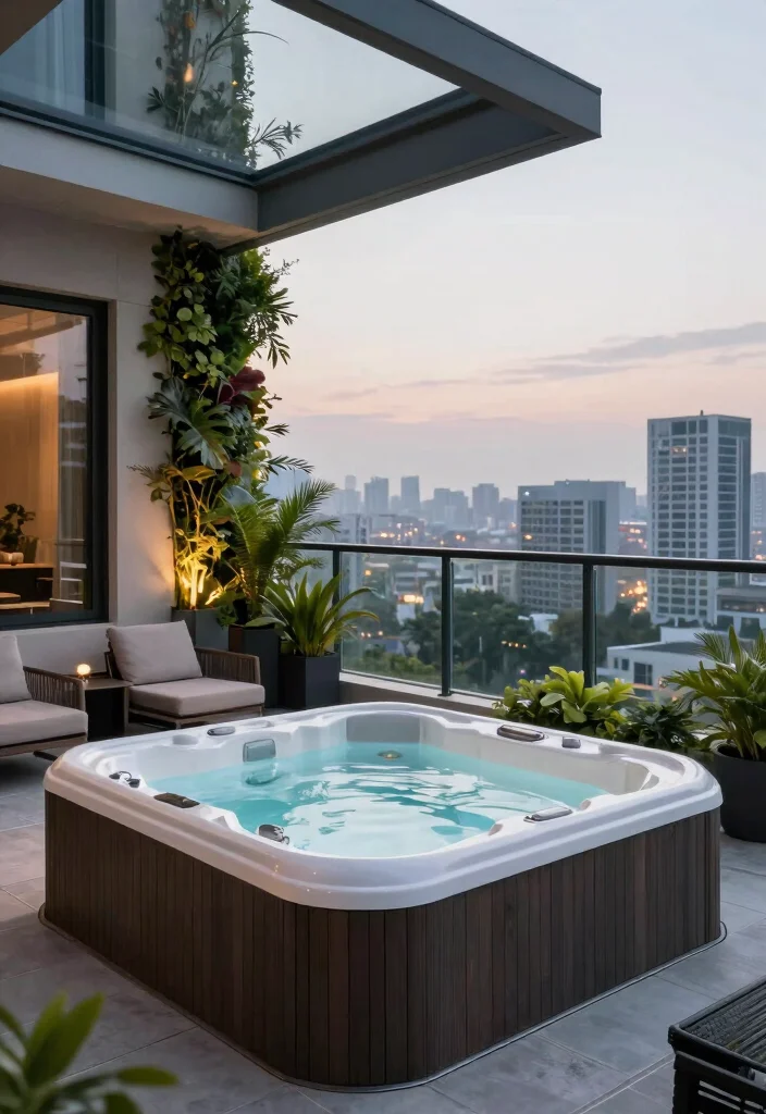 14 Enclosed Backyard Hot Tub Ideas for Privacy and Year Round Use 9. Stylish Hot Tub Balcony 0