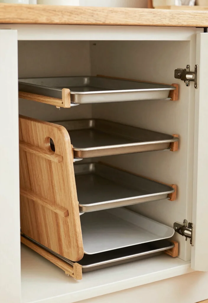14 Kitchen Cabinet Organization Ideas for Smooth Daily Cooking 40 14 Kitchen Cabinet Organization Ideas for Daily Cooking 10. Store Baking Sheets and Cutting Boards Vertically 0