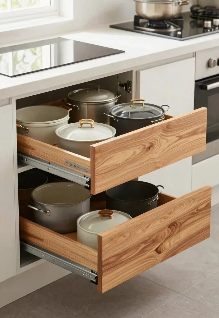 14 Kitchen Cabinet Organization Ideas for Smooth Daily Cooking 24 14 Kitchen Cabinet Organization Ideas for Daily Cooking 4. Pull Out Drawers for Deep Cabinets 0
