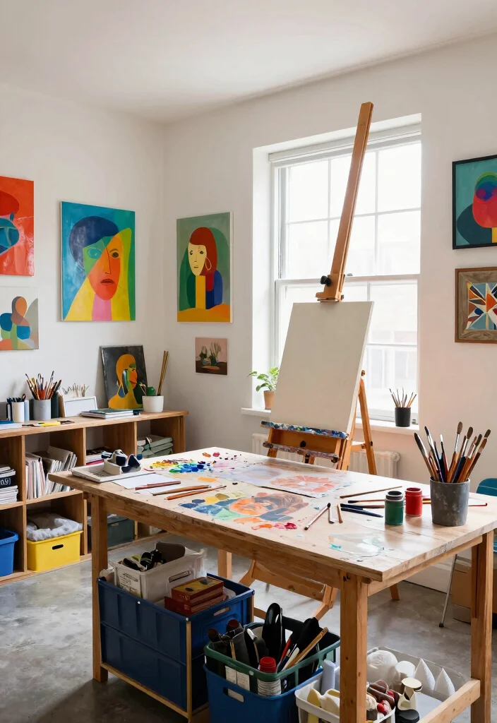 14 L Shaped Basement Layout Ideas for Better Flow 10. Artistic Studio Space 0