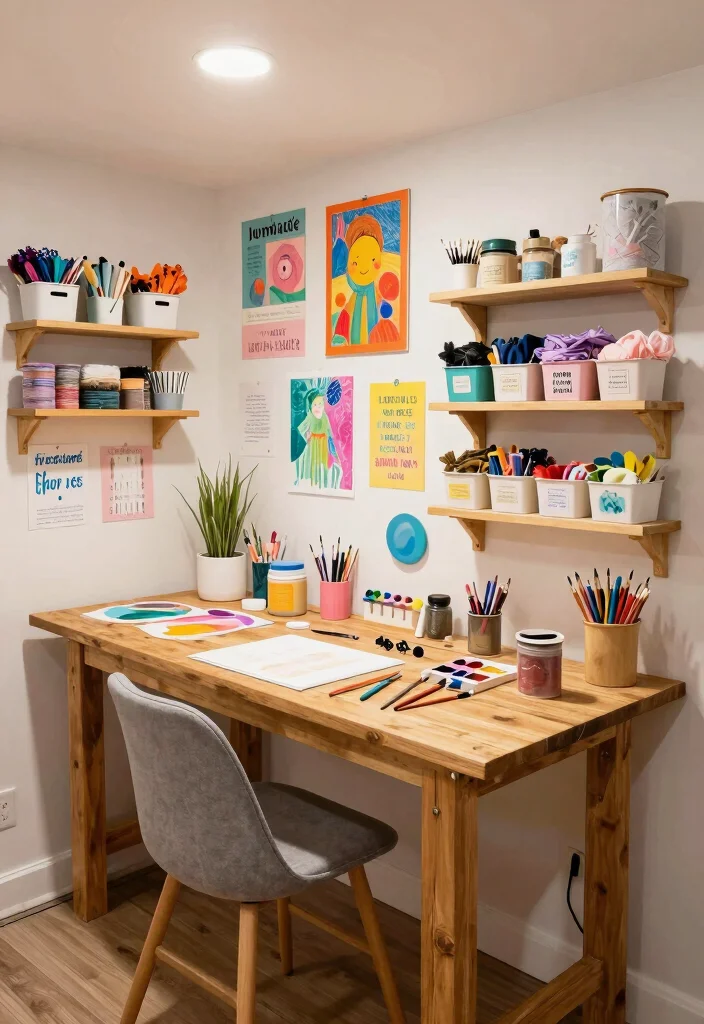 14 L Shaped Basement Layout Ideas for Better Flow 4. Craft and Hobby Corner 0