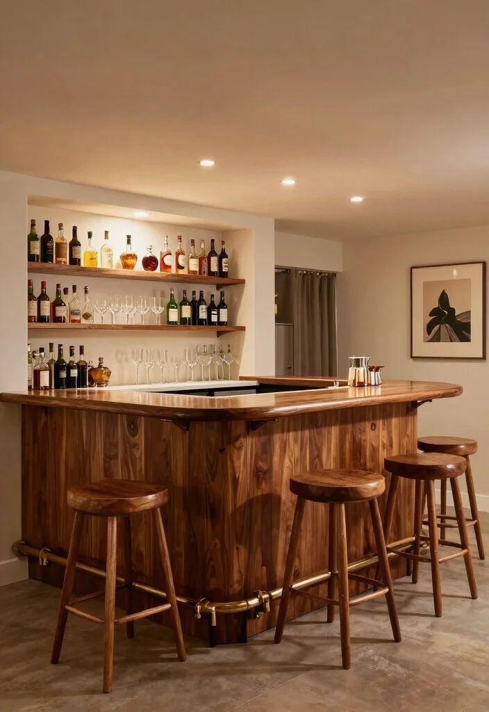 14 L Shaped Basement Layout Ideas for Better Flow 7. Inviting Bar Area 0