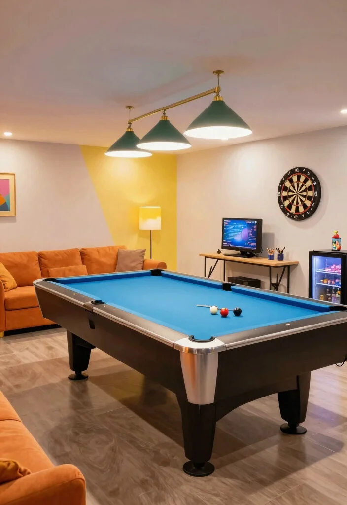 14 L Shaped Basement Layout Ideas for Better Flow 9. Contemporary Game Room 0