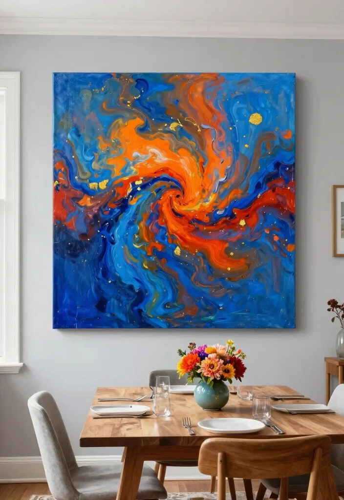 14 Large Dining Room Wall Decor Ideas for Statement Walls 1. Oversized Abstract Art 0