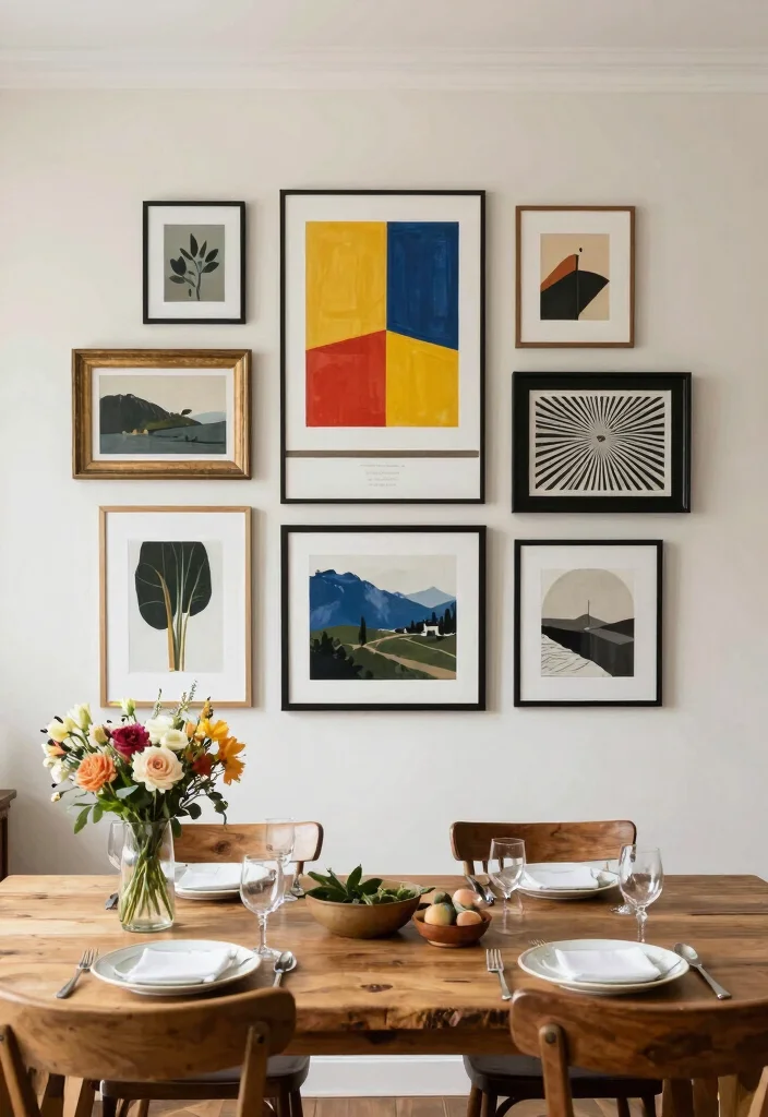 14 Large Dining Room Wall Decor Ideas for Statement Walls 12. Eclectic Art Prints 0