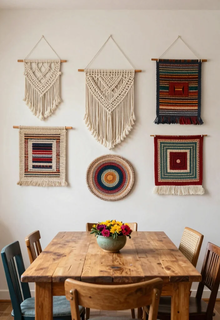 14 Large Dining Room Wall Decor Ideas for Statement Walls 2. Woven Wall Hangings 0