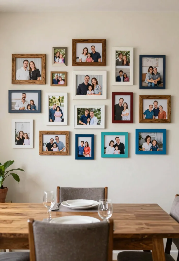 14 Large Dining Room Wall Decor Ideas for Statement Walls 3. Gallery Wall of Family Photos 0